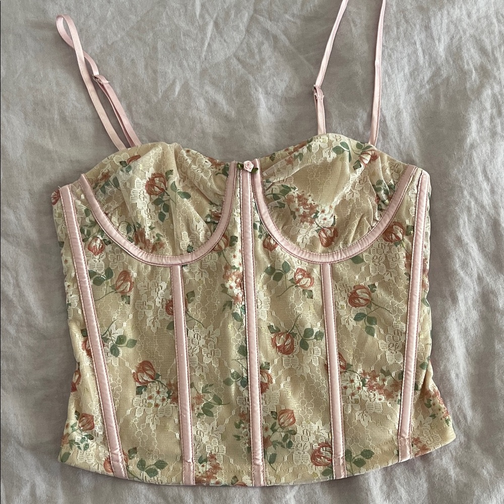 Floral Lace Bustier Top Size Medium